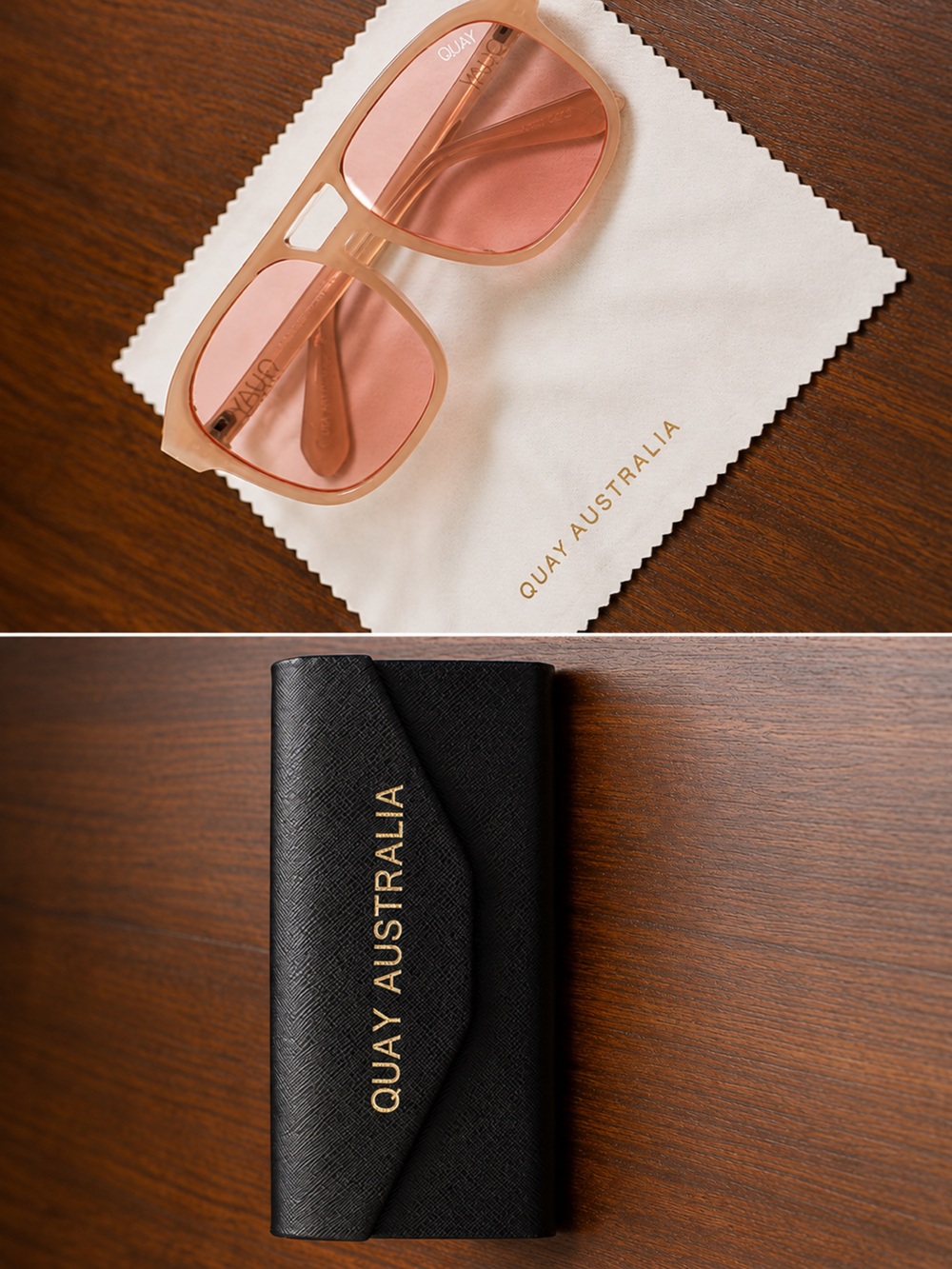 ✨ Quay Australia Inspired Pink Oversized Sunglasses + Case ✨
